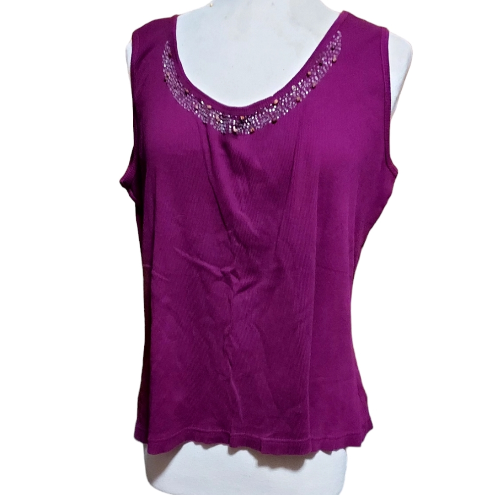 Cato 2xl Tank Top Shirt Maroon Burgundy Red Rhinestone Beaded Encrusted dimensio